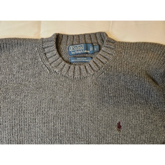 Polo by Ralph Lauren Other - Polo Ralph Lauren Mens Grey Cotton Shaker Stitch Crewneck Sweater Large